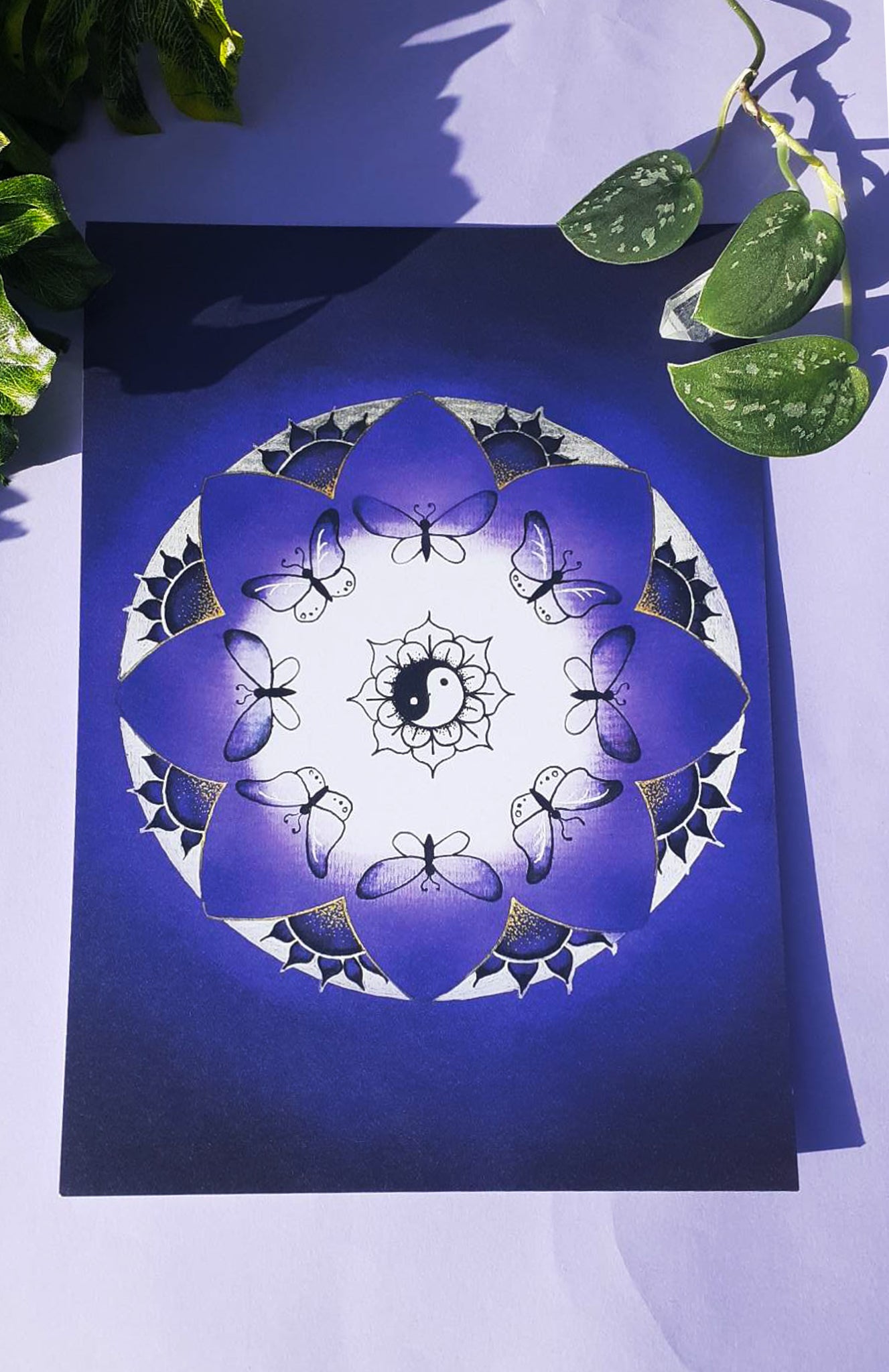 Yin yang mandala digital illustration download