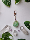 Green calcite crystal keyring