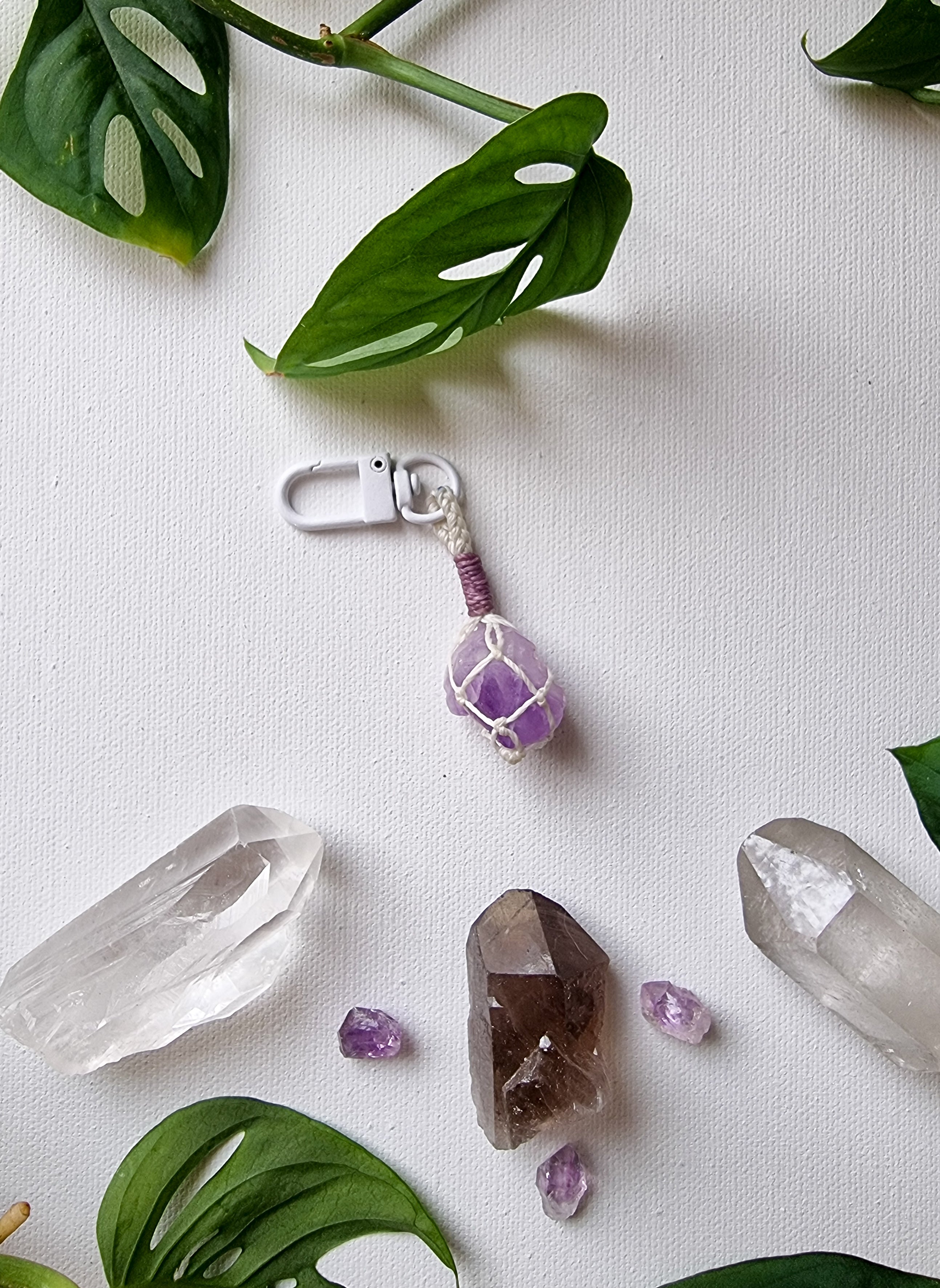 Amethyst crystal keyring