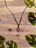Kunzite crystal macrame necklace