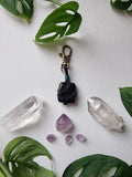 Black tourmaline crystal key ring